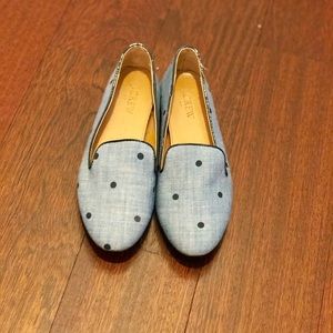 JCrew blue polka dot loafers/flats